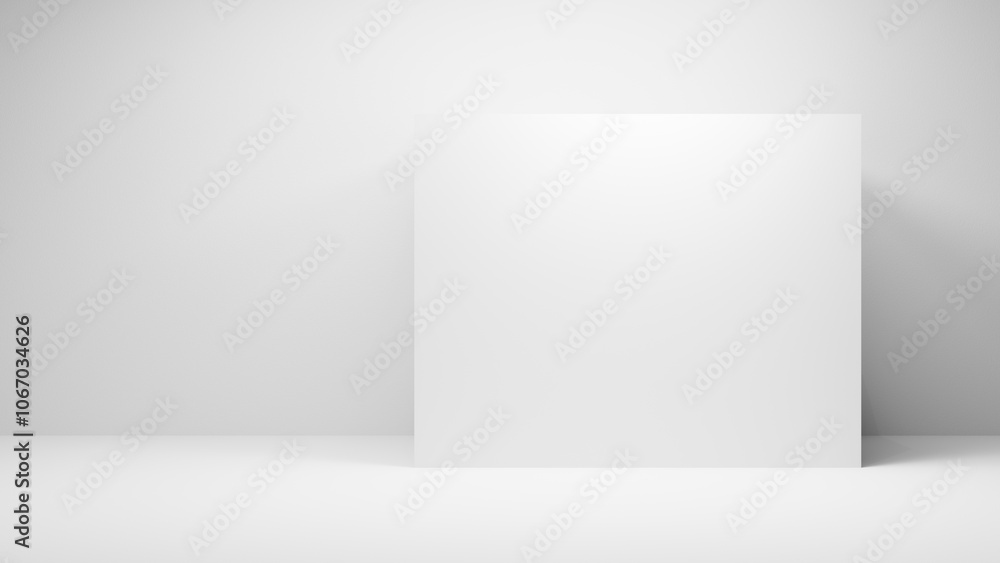 Aufkleber White room background. White empty room platform cube with spotlight in white empty studio room. White display wall platform presentation, - white geometrical forms cube place mock up for products