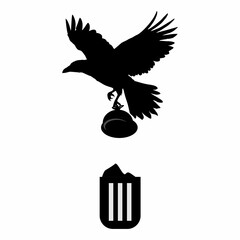 Fototapeta premium illustration of an animal throwing rubbish in a trash can