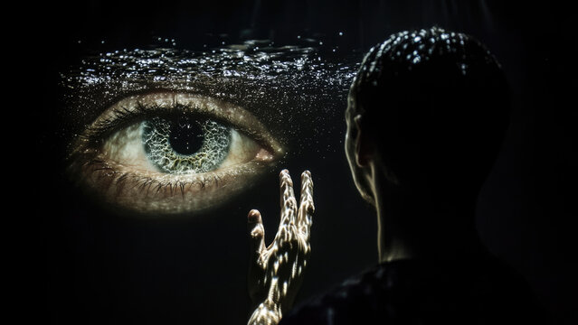 Silhouette and Giant Eye Projection in Artistic Visionary Display - Powered by Adobe