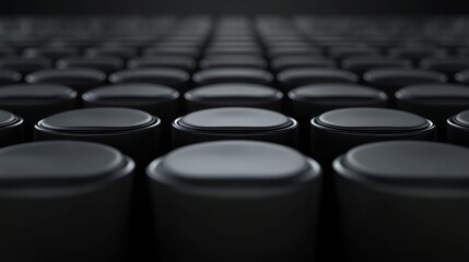 Fototapeta premium Abstract pattern of black cylinders arranged in rows.