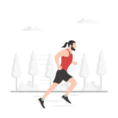 Man Jogging In The Morning Illustration