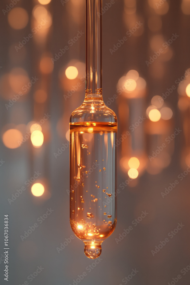 Poster a soft, clinical setup showing an iv line with detox solution, with light reflections emphasizing cl