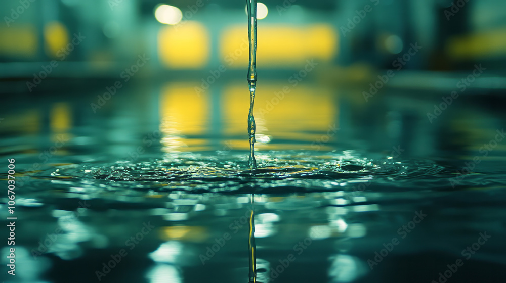Poster close-up of iv line dripping detox solution in a clinical, clean setting with soft light reflections
