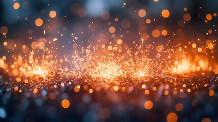 Obraz premium Multiple sparklers creating a mesmerizing light display, with subtle bokeh effects to enhance the New Year celebration mood,