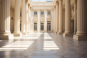 Obraz premium Classical building with tall floor architecture flooring sunlight.