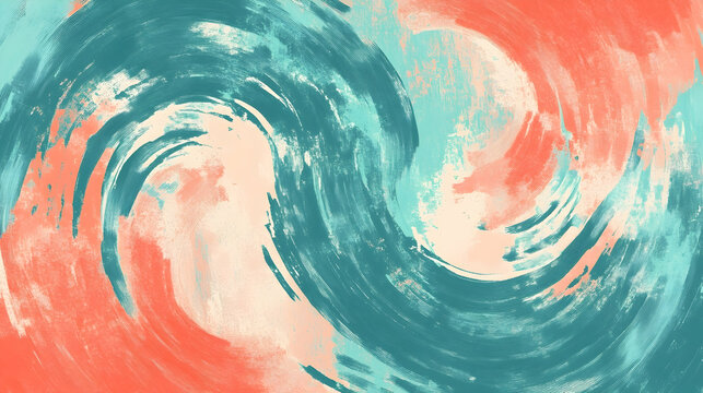 Social media graphics background showcasing abstract swirls in refreshing teal and bright coral, perfect for engaging online content and posts