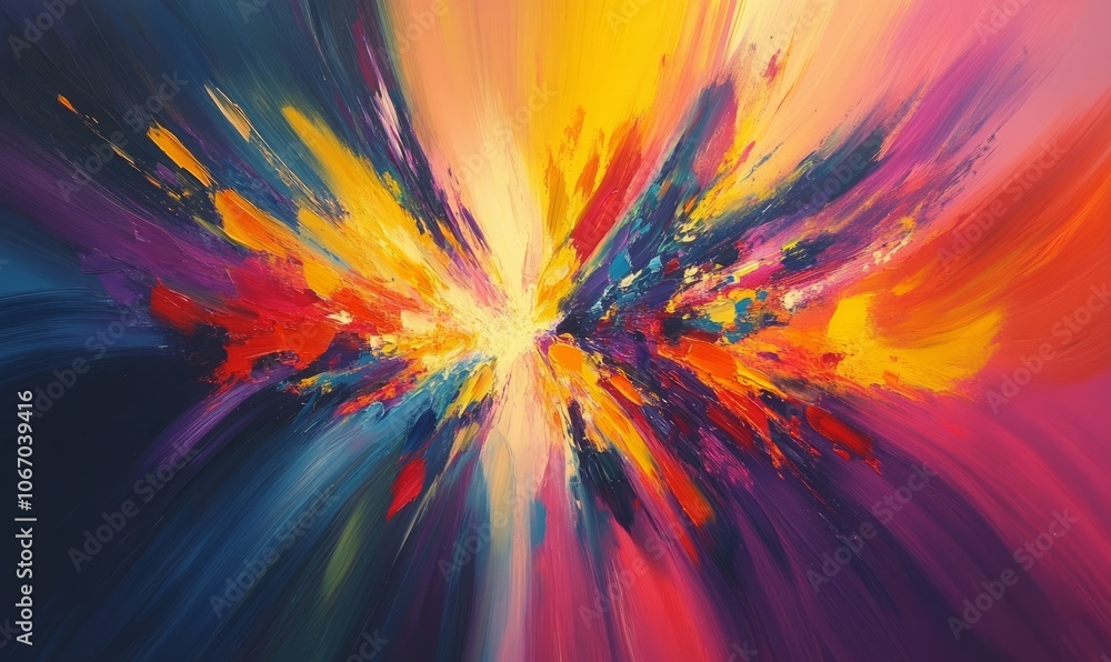 Poster dynamic light rays create a vibrant burst of color, showcasing energetic motion in a visually striki