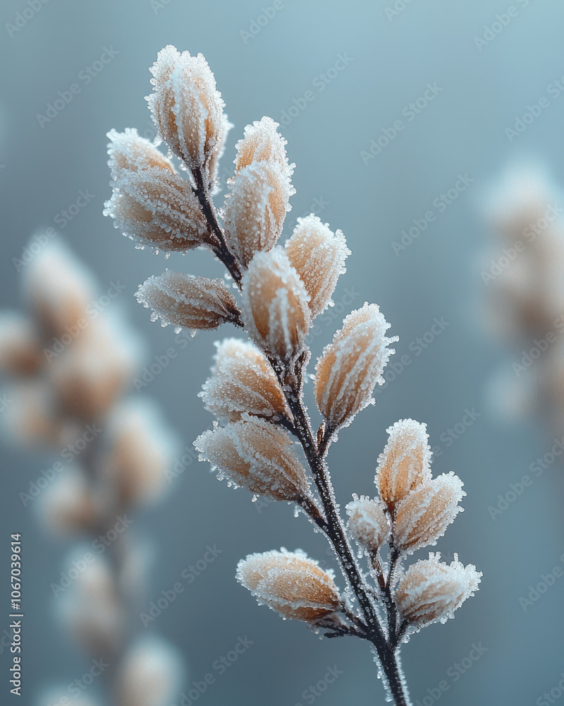 Aufkleber delicate frost patterns forming on a transparent background, with a subtle light creating a serene w