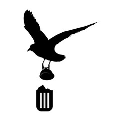 illustration of an animal throwing rubbish in a trash can