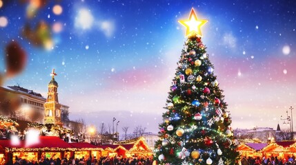 Winter park scene with the 1TV logo carved into the snow at the center