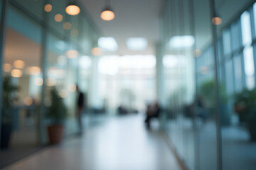 blurred interior of office glass building