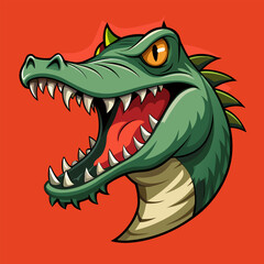 A fierce and detailed illustration of a crocodile's head, perfect for adding a touch of danger and excitement to your designs. This powerful and menacing image is ideal for branding, game art.