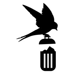 illustration of an animal throwing rubbish in a trash can