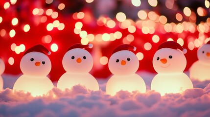Three small white birds perched on branch against clear blue sky.