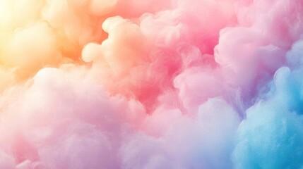 Fototapeta premium A vibrant and dreamy scene with soft, pastel-colored clouds against a gradient sky.
