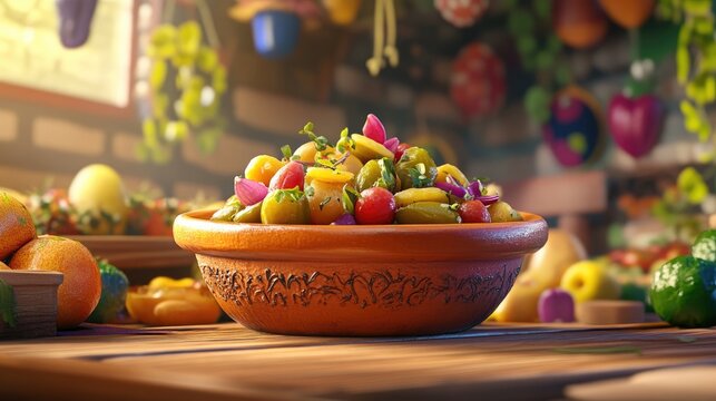 Pickled jonjoli served in a rustic dish vibrant appetizer for gourmet dining