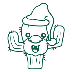 Cactus Santa Claus Funny Face Christmas Cool Cacti Plant Gardening Gardener Garden Green Thumb Hobby Nature Lover Floral Botany Growth Organic Life Botanical T-Shirt Sticker Print Illustration