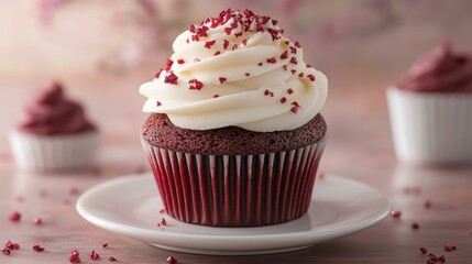 Delicious cupcake topped with creamy white frosting, perfect dessert treat
