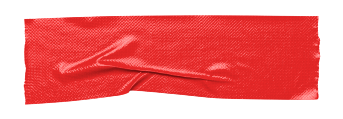 Red adhesive sticky tapes isolated cutouts in transparent background.