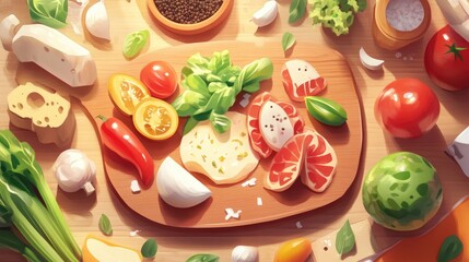 Top view of fresh ingredients for making traditional fanesca a beloved dish enjoyed during Holy Week