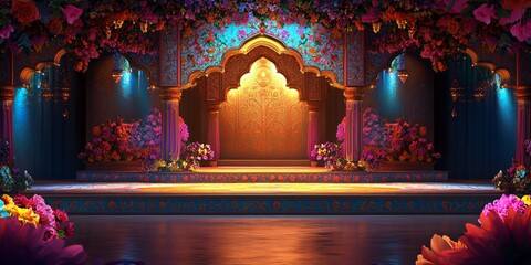 Ornate Indian Wedding Stage Decoration