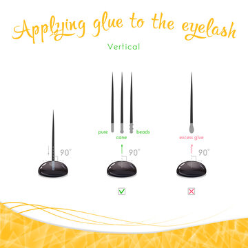 Vertical application of glue on eyelashes