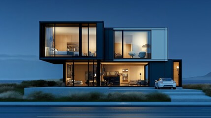Automated smart home system adjusting light and temperature using AI. AI generated