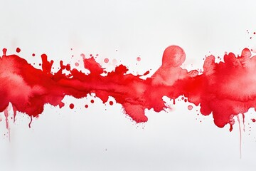 Abstract Watercolor Red Splashes and Blobs on White Background