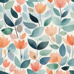 Seamless spring watercolour pattern, abstract delicate floral template. Fabric minimalist design. Art decorative modern painting, simple drawing background for wrapping. Flat colour wallpaper. 