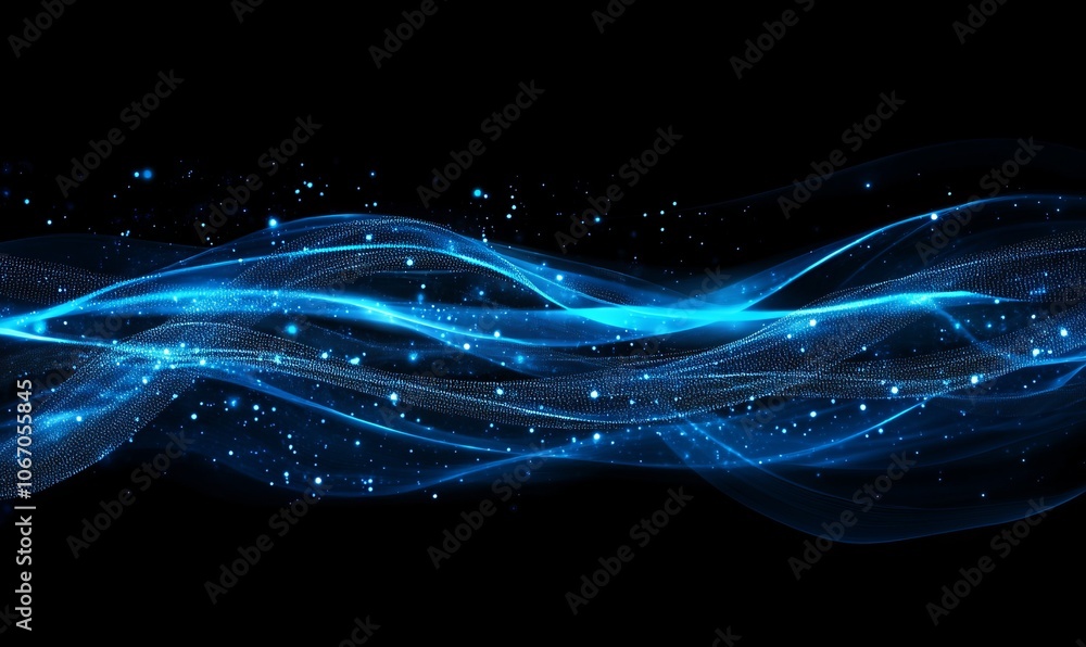 Aufkleber futuristic abstract background featuring glowing blue lines and dots, creating sense of motion and d