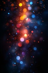 Blurry background with multicolored lights in soft focus.
