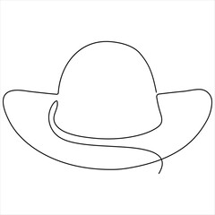 Single line continuous drawing of cowboy hat simple cowboy hat line art vector illustration