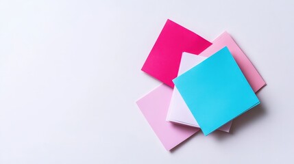 Colorful Sticky Notes Fanned on Plain Background