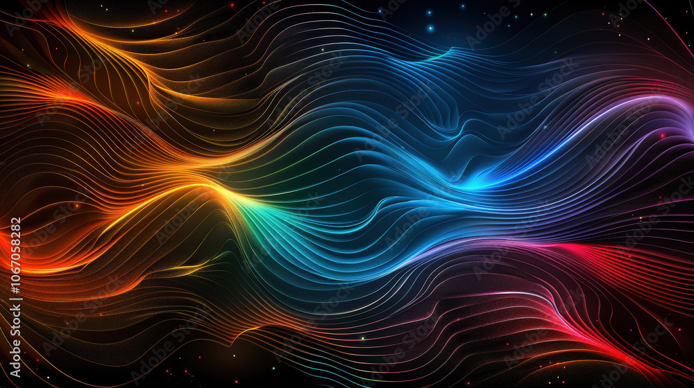 Aufkleber vibrant abstract background showcasing soft wavy lines in spectrum of colors, creating dynamic and f