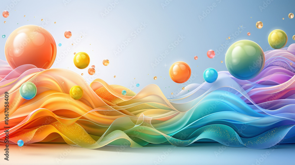 Aufkleber vibrant abstract design featuring rounded shapes and flowing waves in spectrum of colors, creating d