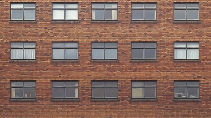 Obraz premium brick facade wall background with small windows, 16:9
