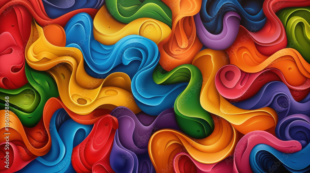 Aufkleber colorful abstract design with flowing wavy lines in vibrant hues, creating dynamic and energetic vis