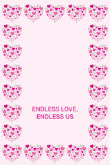 Cute Valentine's Day Card with Pink Floral Hearts
