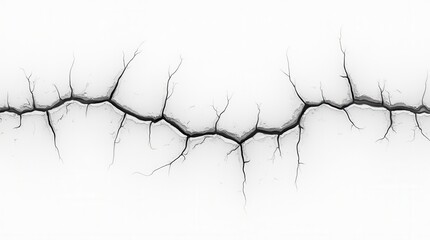 Crack Texture Lines Isolated on White Background Realistic Broken Surface Effect