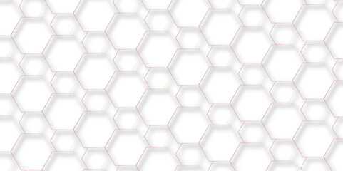Naklejka premium Abstract background with hexagons. Geometric hexagon polygonal pattern background vector. Seamless geometric vector pattern, packing design. white hexagon 3D background. Surface polygon pattern.vector