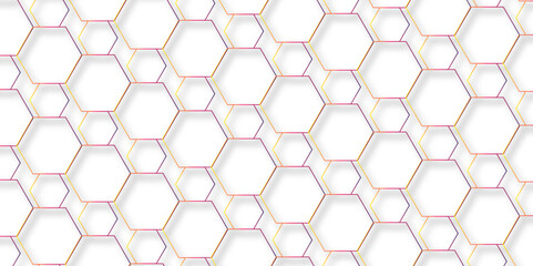 Naklejka premium Abstract background with hexagons. Geometric hexagon polygonal pattern background vector. Seamless geometric vector pattern, packing design. white hexagon 3D background. Surface polygon pattern.vector