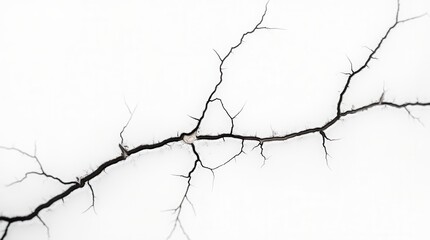 Crack Texture Lines Isolated on White Background Realistic Broken Surface Effect