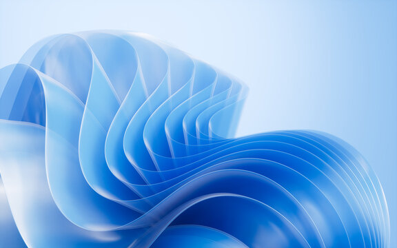 Blue abstract curvy background, desktop wallpaper, 3d rendering.