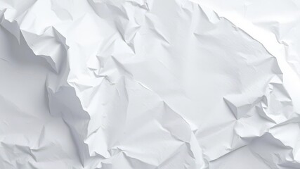 Fototapeta premium Crumpled white paper with deep creases and shadow, texture, isolated