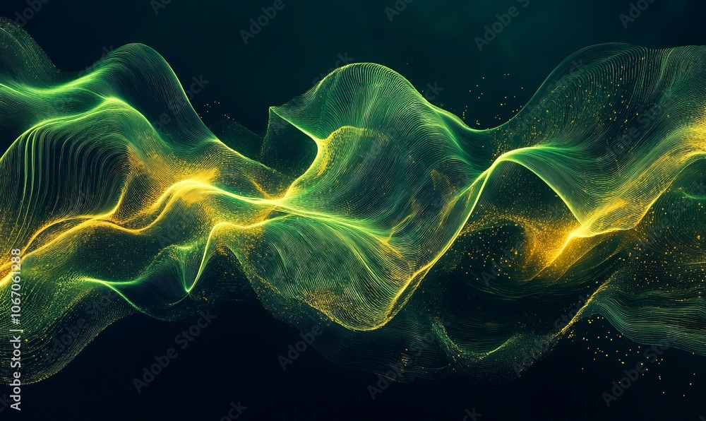 Poster glowing lines and shapes create vibrant and dynamic visual, representing energy and innovation in ca