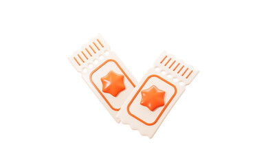 Cartoon film tickets model, 3d rendering.