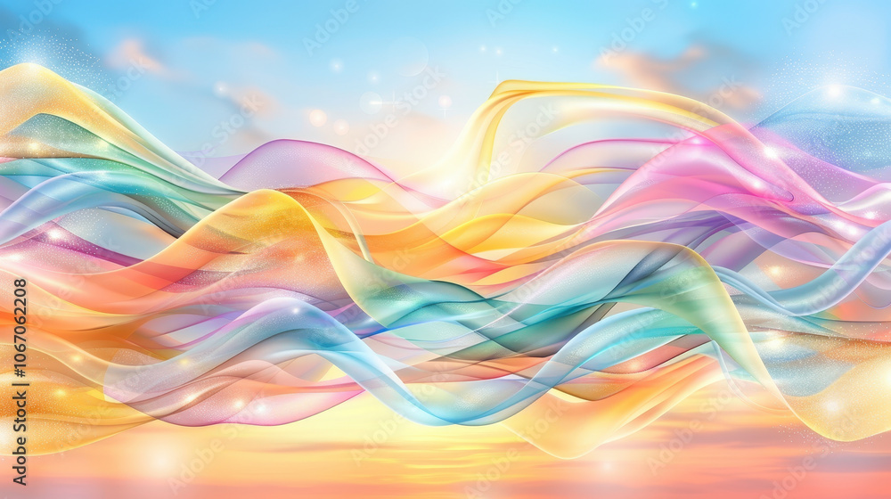 Poster colorful abstract background featuring smooth waves in vibrant hues, creating serene and uplifting a