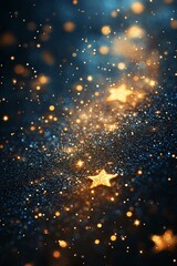 Fototapeta premium Shining gold star in dark sky, celestial night scene, holiday magic