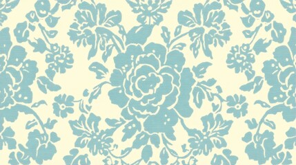Blue and white floral pattern on clean white background, elegant design