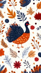 Bird perched among vibrant autumn leaves, showcasing fall colors.
